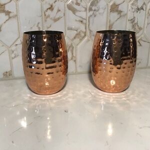 Stainless Steel Hammered Copper Wine Mugs – Set of 2